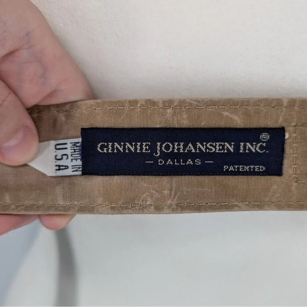 Vintage Ginnie Johansen Inc. Dallas Brown Gold Braided Velcro Belt Small Medium